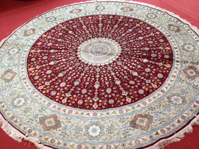 Persian splendor 8x8ft yellow handmade round persian carpet for living room bedroom dinning room