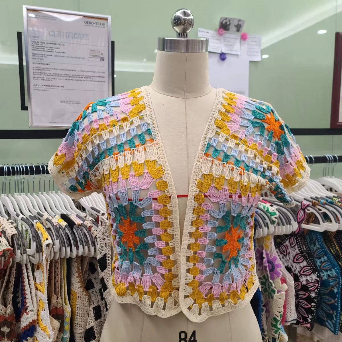 Spring Summer lace imatated hand crochet sweater