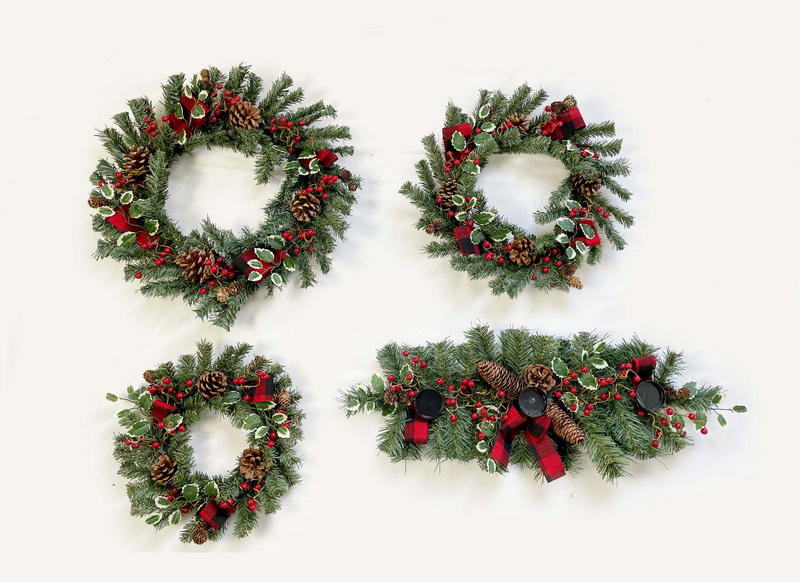Berry and pine cone rattan wreath/tree/star/bell/ball decor