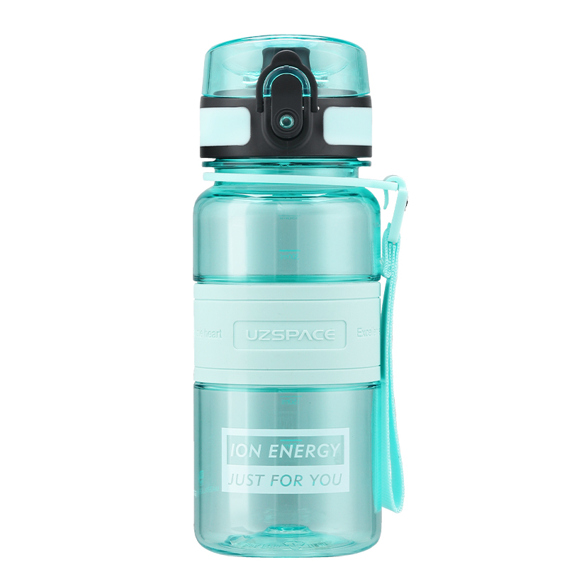 UZSPACE 350ml Popular Bottle tritan plastic water bottle with handy carry strap one-clip flip