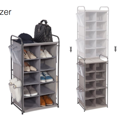 10-Cube Stakeable Shoe Cubby Organizer