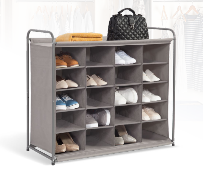 20-Cube Stackable Shoe Cubby Organizer