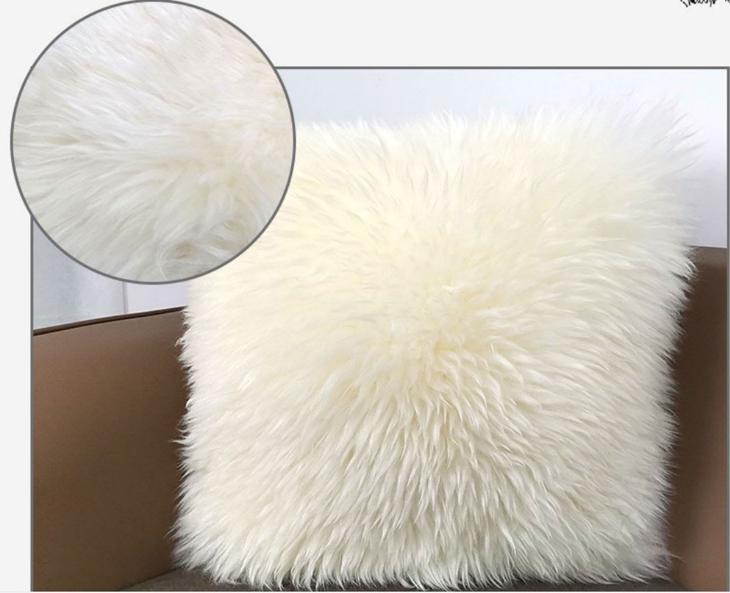 Genuine sheepskin pillow decoration real wool cushion