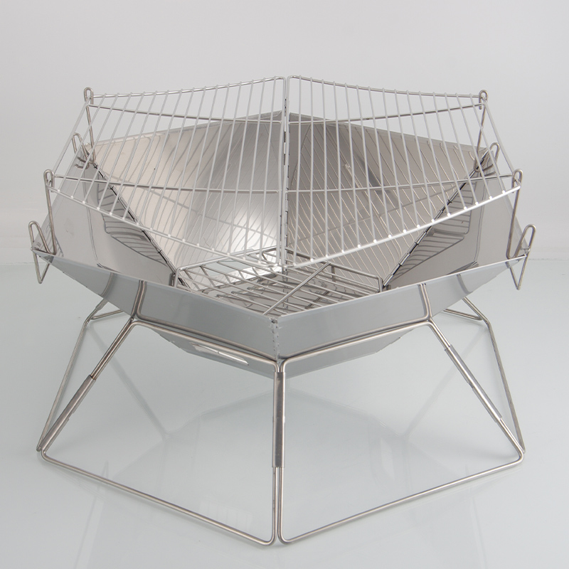 Stainless steel raised hexagonal barbecue oven