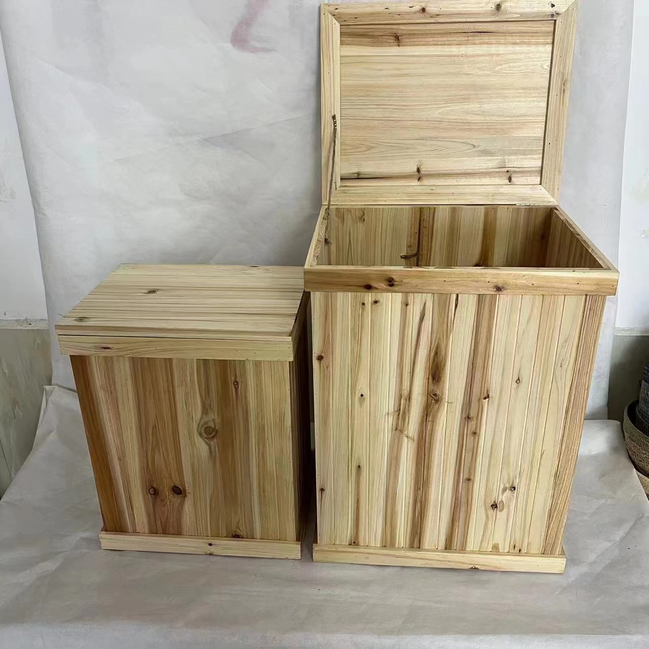 Best selling big capacity home decorative antique organizer handmade big wooden box storage