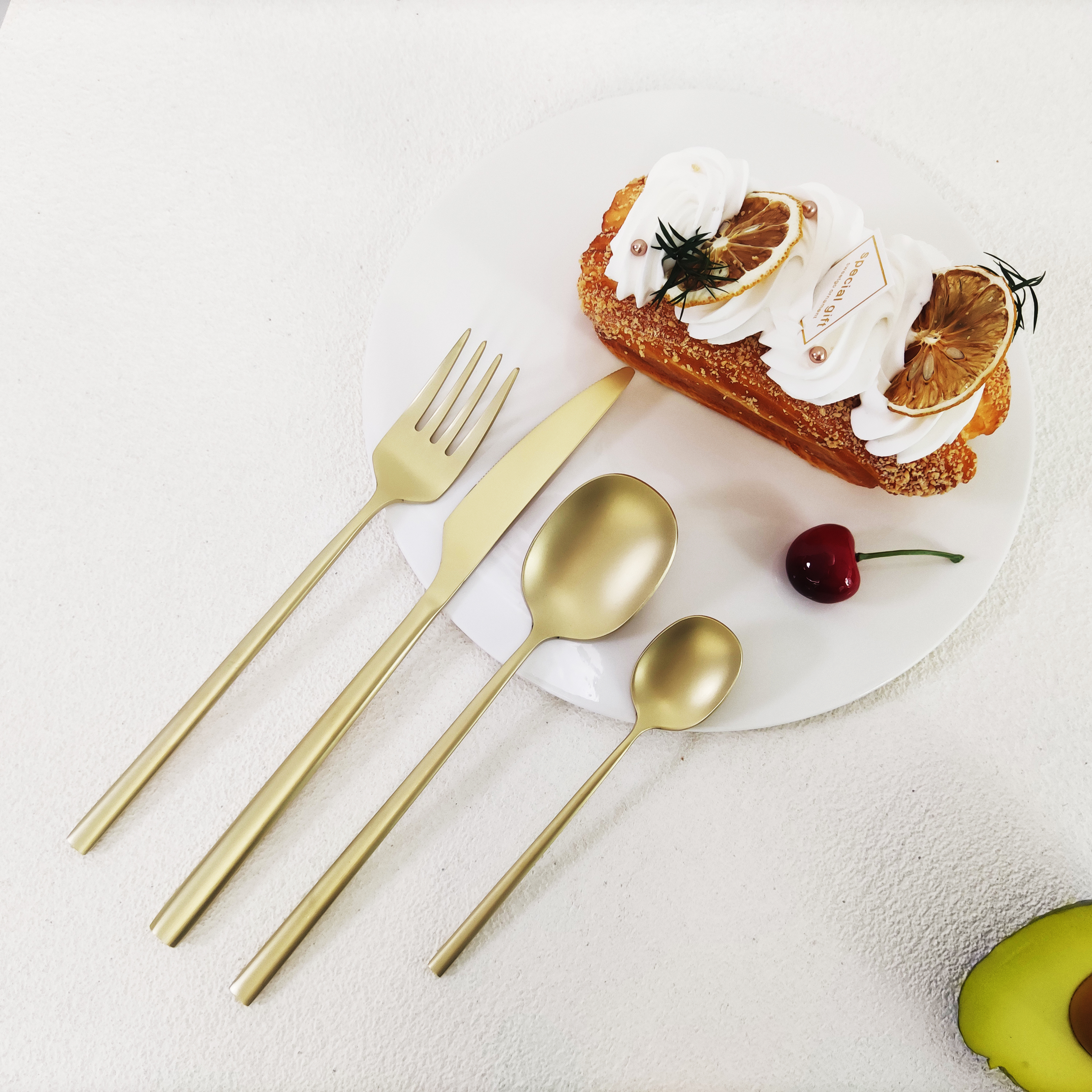 Stainless steel flatware set champagne gold