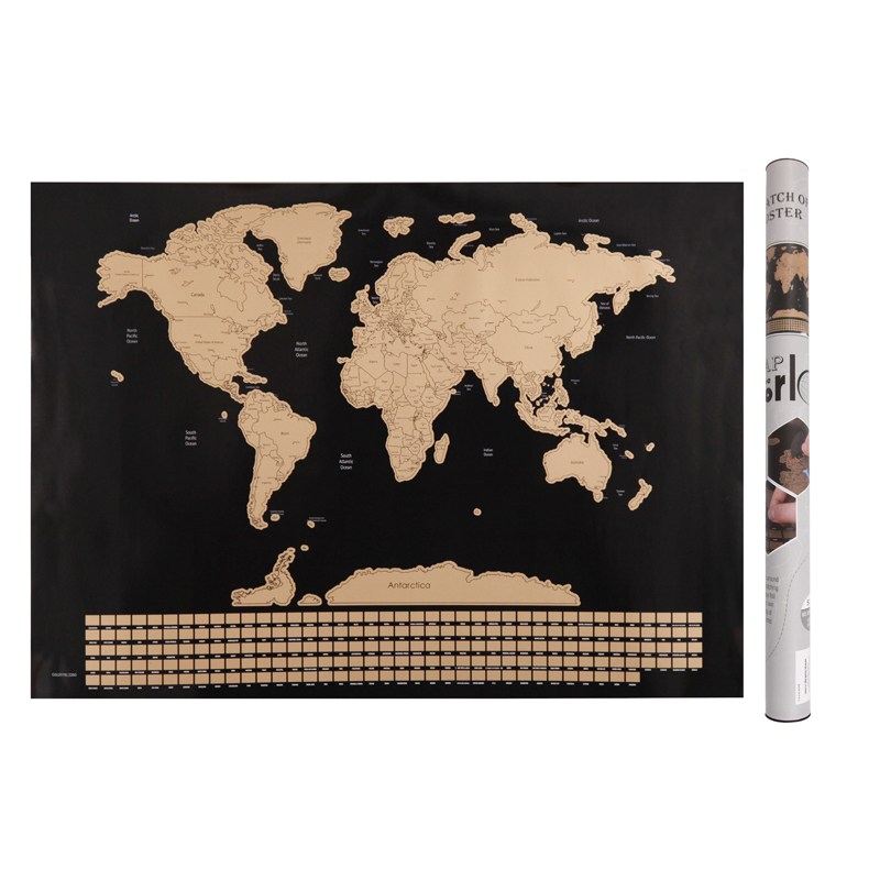 Scratch World Map Poster With Flags
