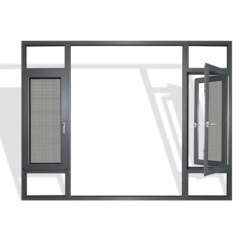 Low E Double Tempered Glass Thermal Break Profile Aluminium Horizontal Casement Windows