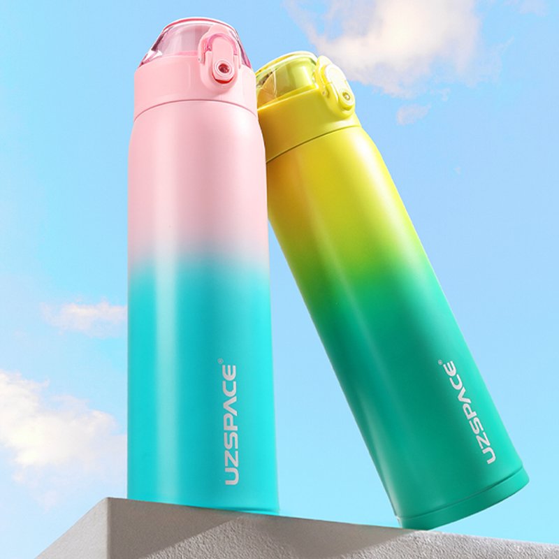 UZSPACE New Style 500ml sport metal insulated stainless steel thermos gradient water bottle
