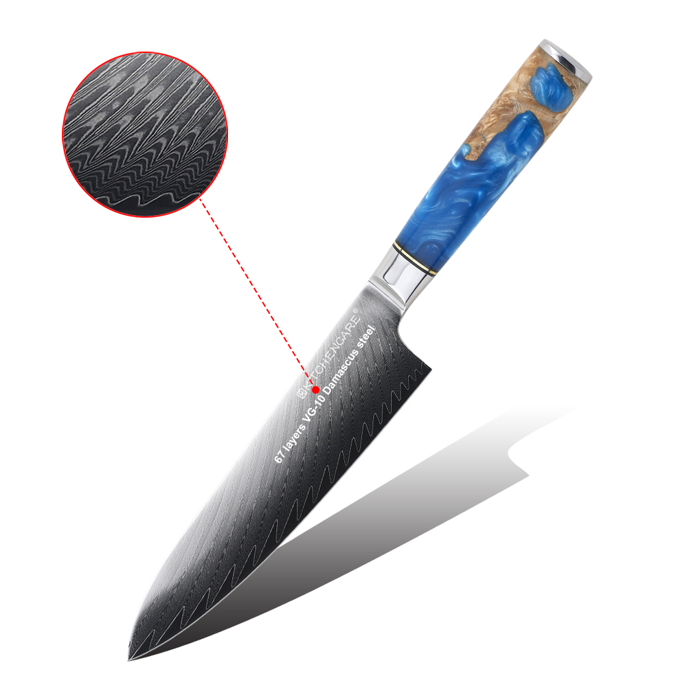 Hip-home gyuto knife Damascus steel kitchen knife with wood handle