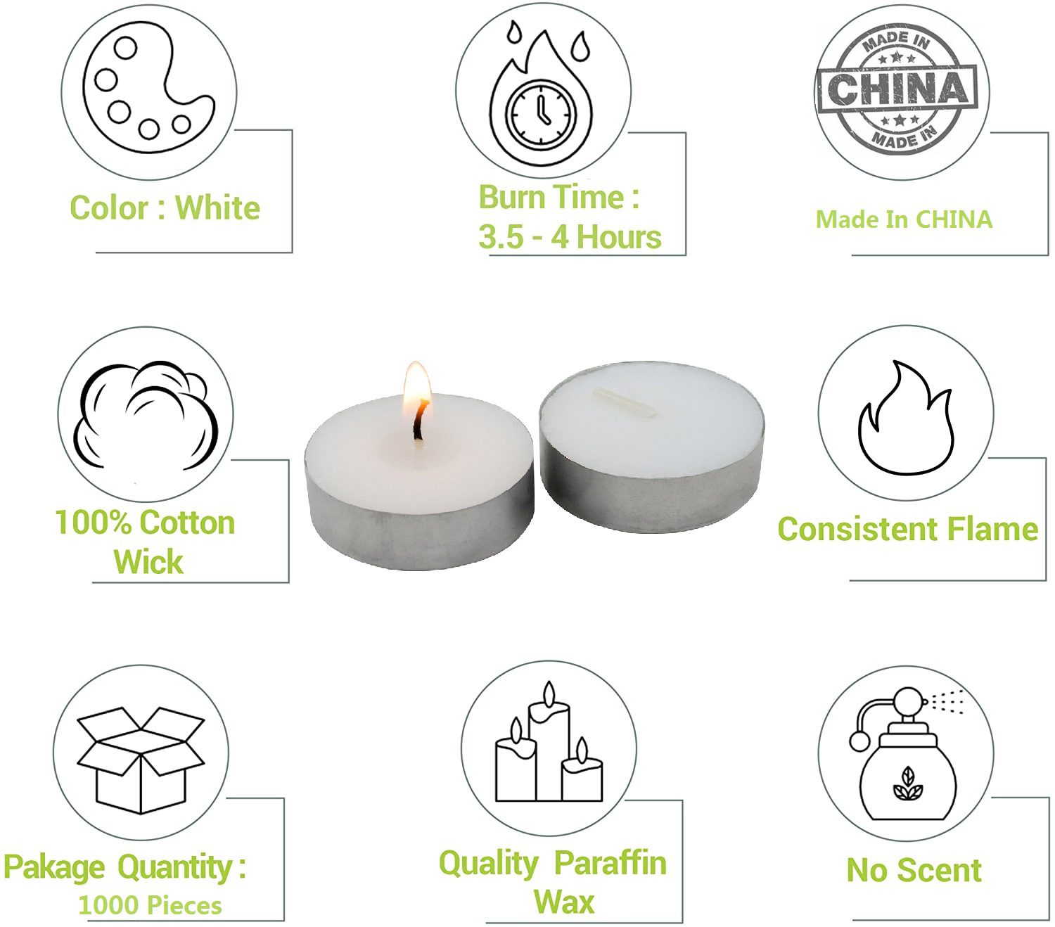 10G white tealight candle 50pcs