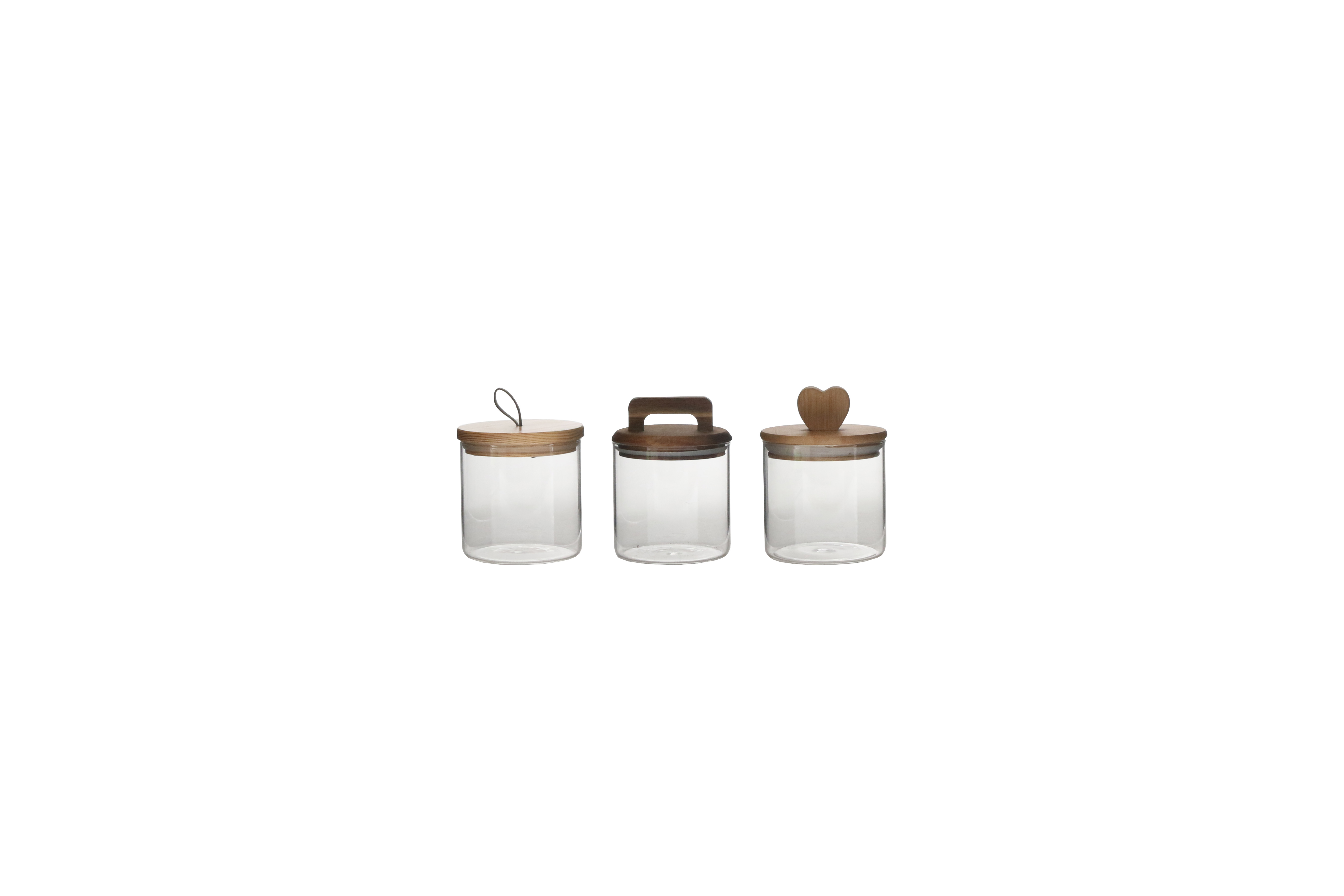 Borosilicate Glass Canister;storage Jar;bamboo Lid;acacia Lid;kitchen;dining;glassware
