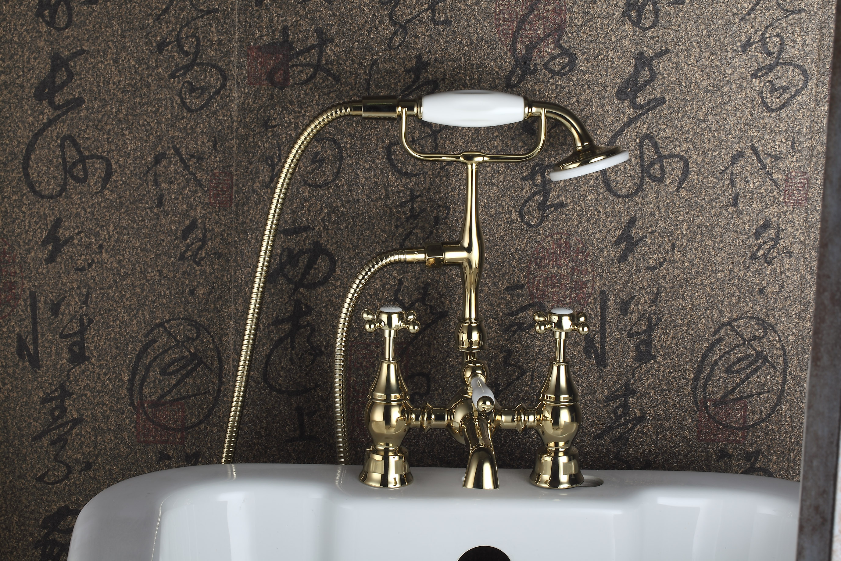 brass classical style mounted bath shower mixer gold bathtub shower