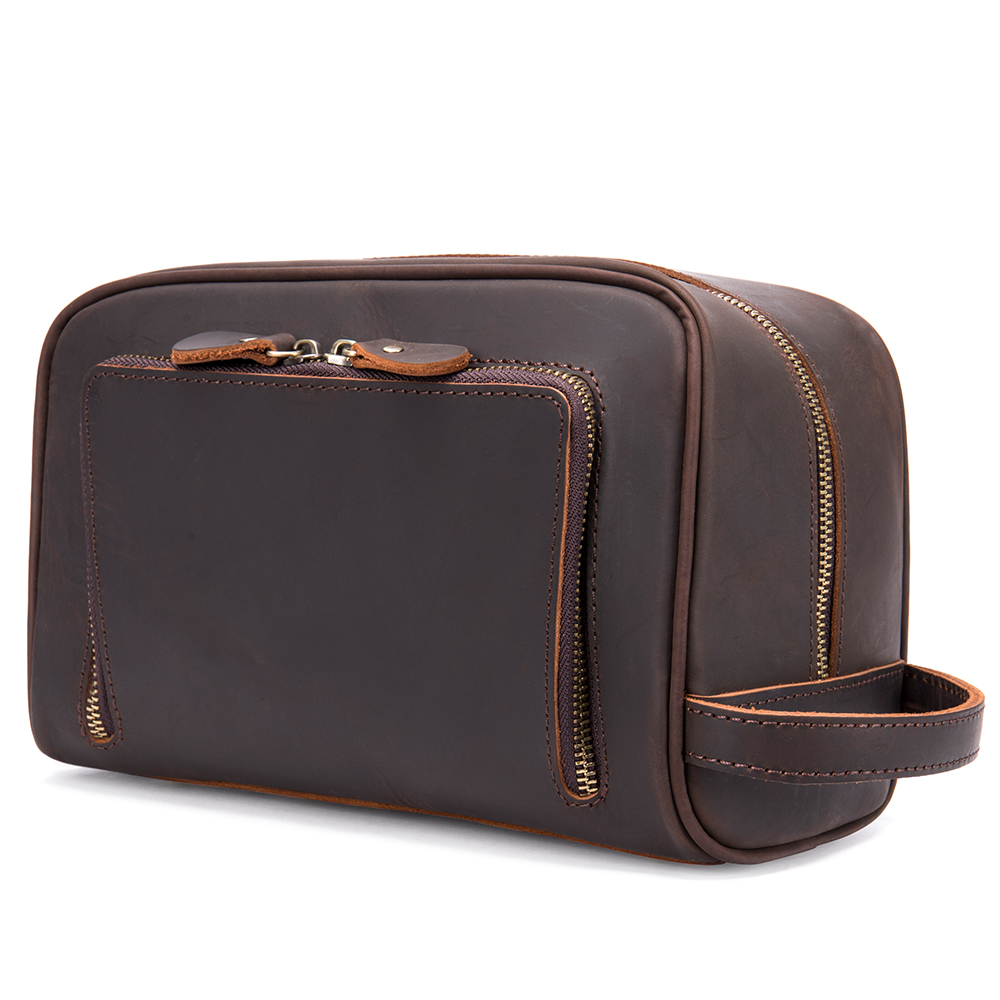 Cosmetic Bag Toiletries Organizer Vintage Premium Dopp Kit Genuine Leather Travel Toiletry Bag