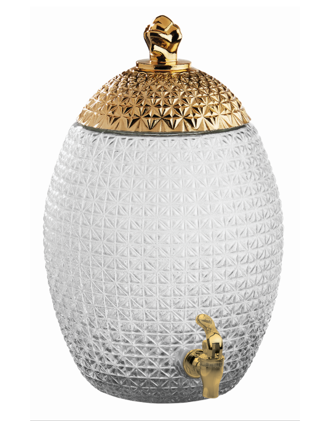 Pineapple shaped dispenser;sodalime glass;kitchen;dining;party;glassware