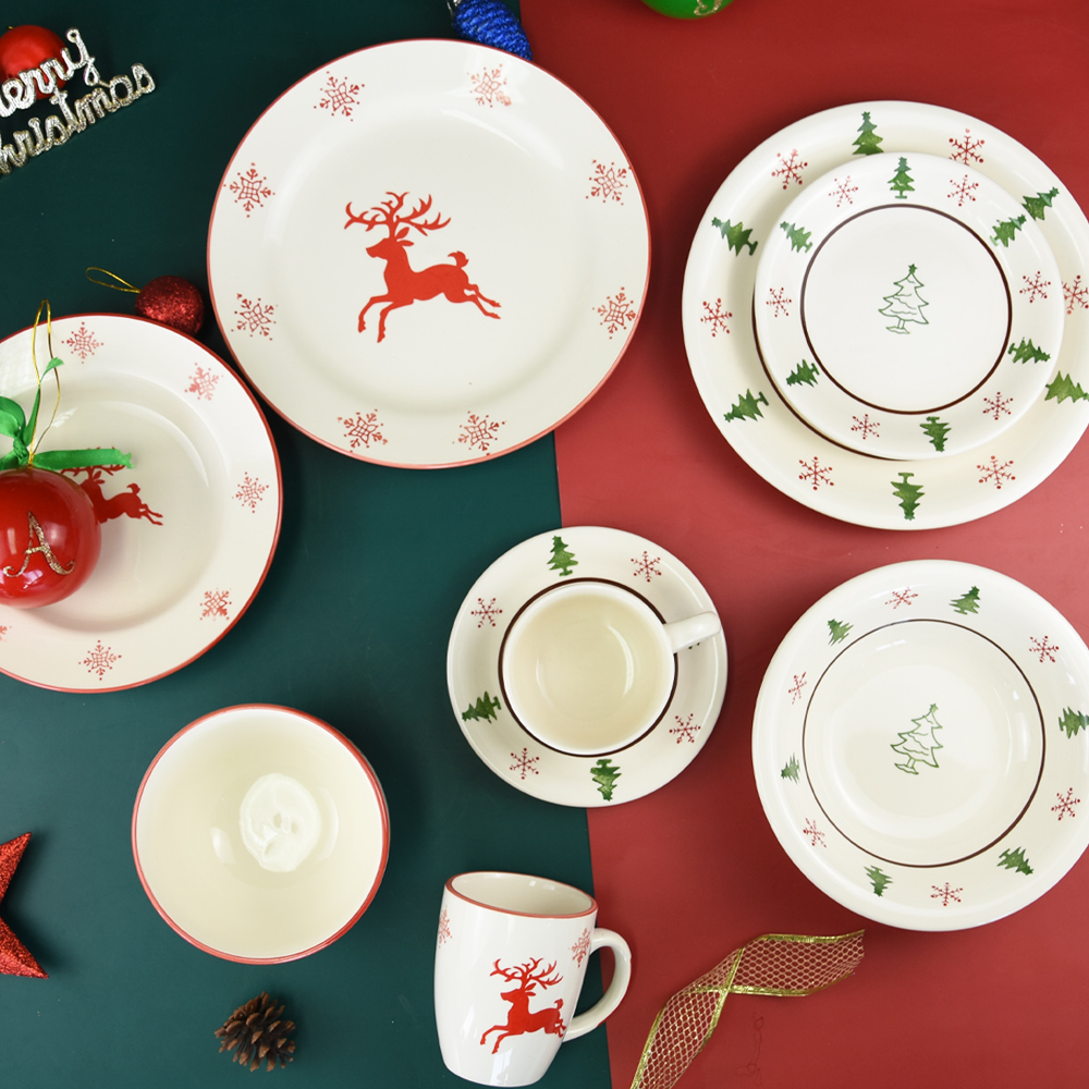 16 pcs Christmas baked flower tableware