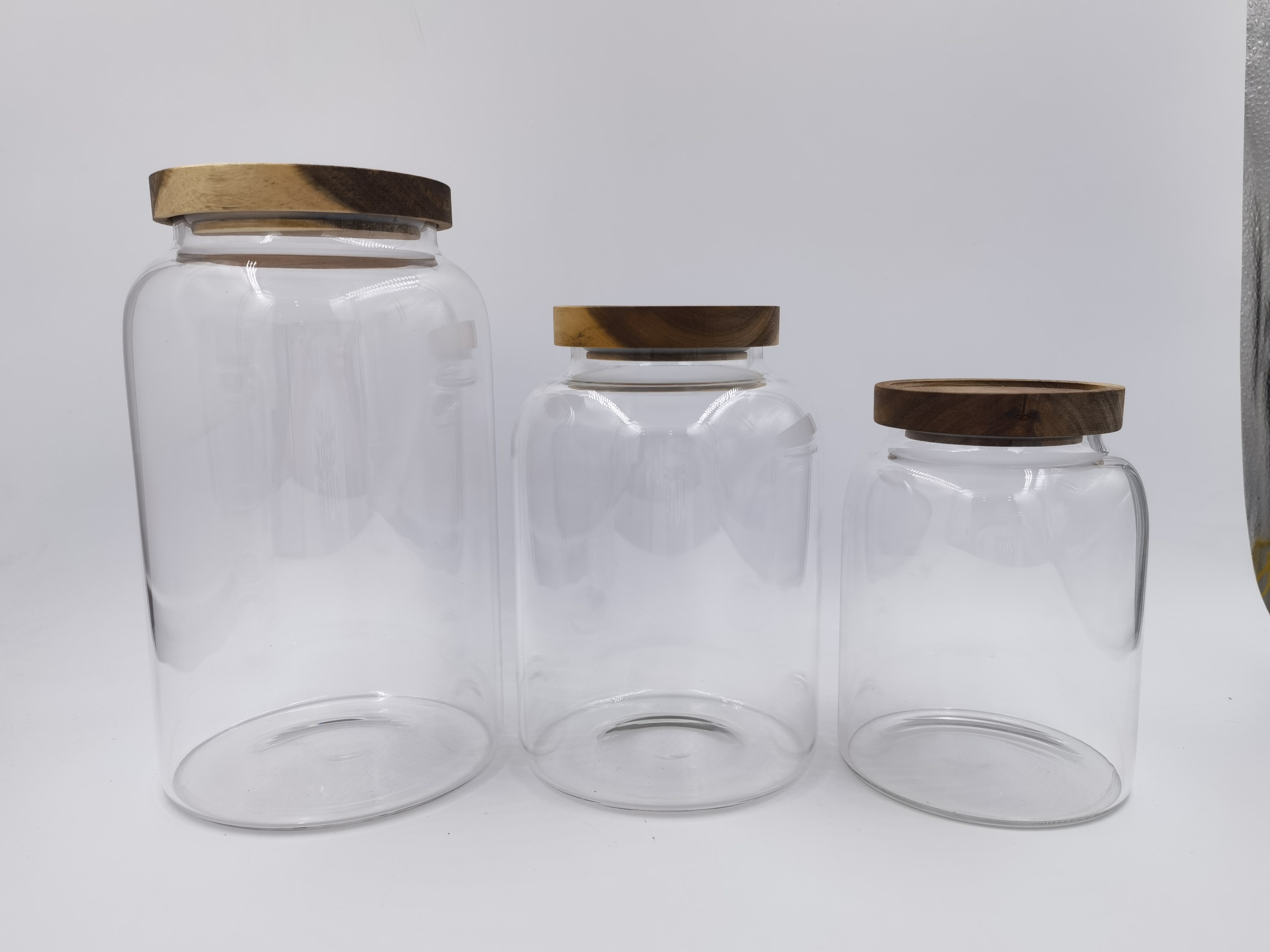 Borosilicate Glass Canister;storage Jar;bamboo Lid;acacia Lid;kitchen;dining;glassware