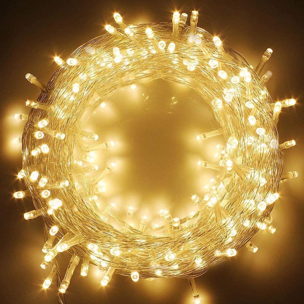 LED Indoor String Lights Warm White, Plug in String Lights 8 Modes Waterproof for Outdoor Christmas