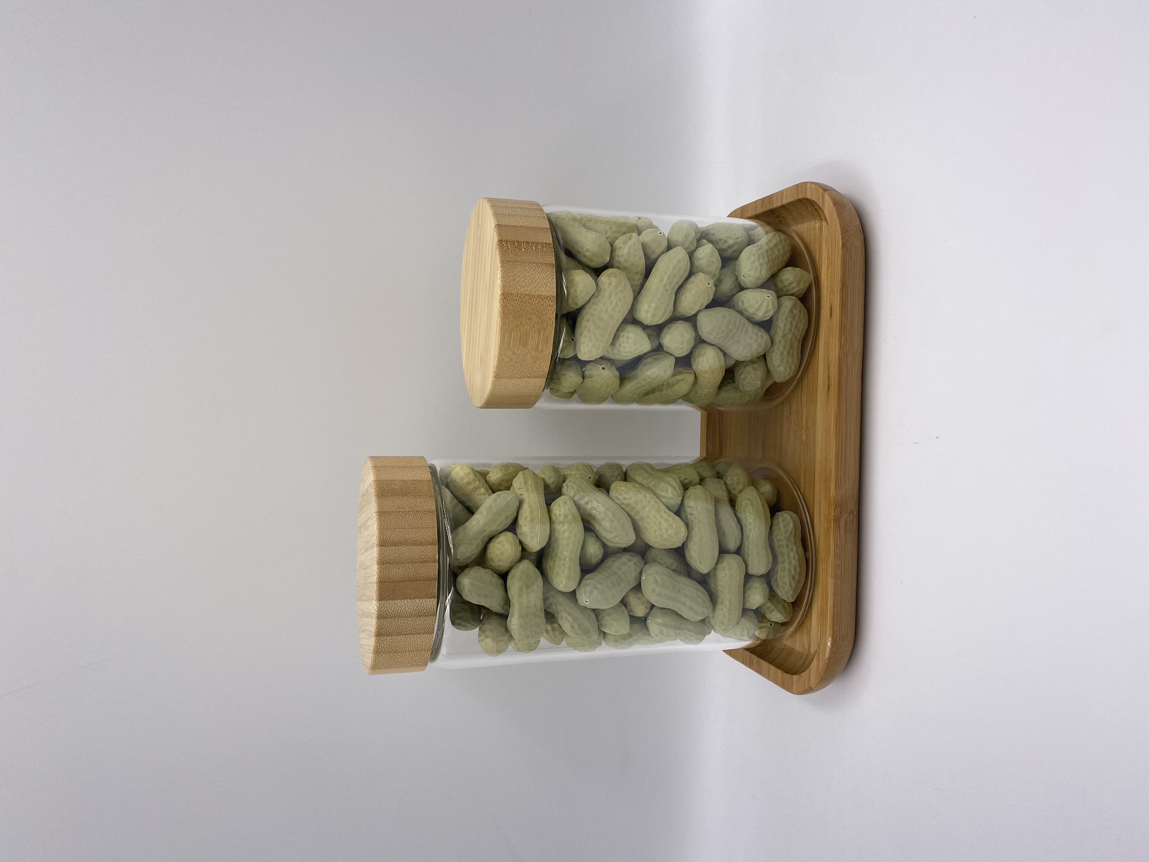 Borosilicate Glass Canister With Tray;storage Jar;bamboo Lid;acacia Lid;kitchen;dining;glassware