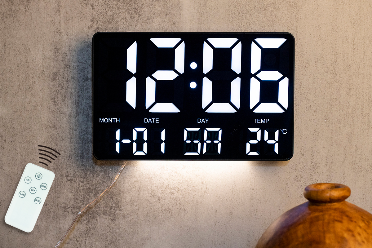 square big LED table wall clock with ambient light