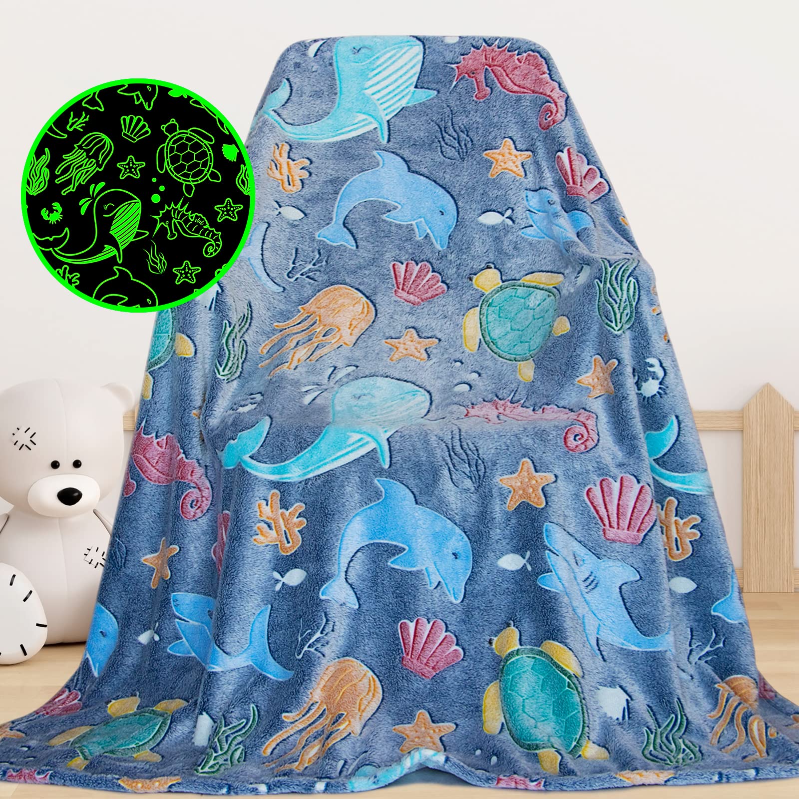 Double-sided flannel blanket, luminous glow blanket, fluorescent blanket