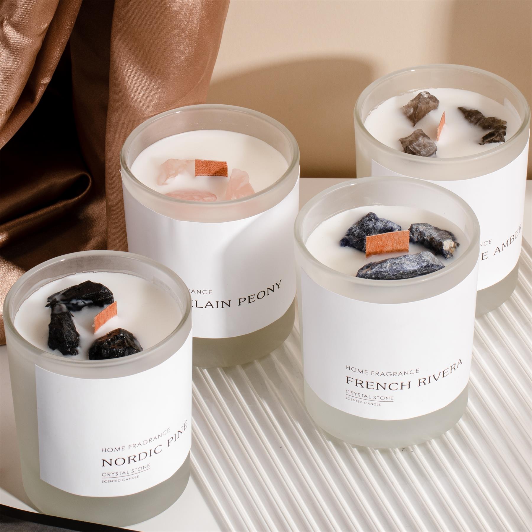 M&Sense Crystal Stone Wood Wick Scented Candle