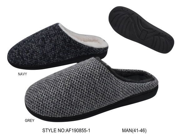 Mens knit TPR side stitching indoor home slippers