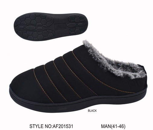 Mens felt upper stitching line fur lining TPR side stitching sole indoor home slipper