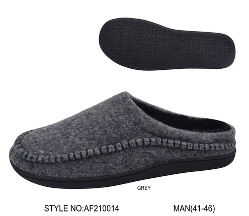 Mens indoor home slipper with felt upper mocassin line TPR side stitching sole