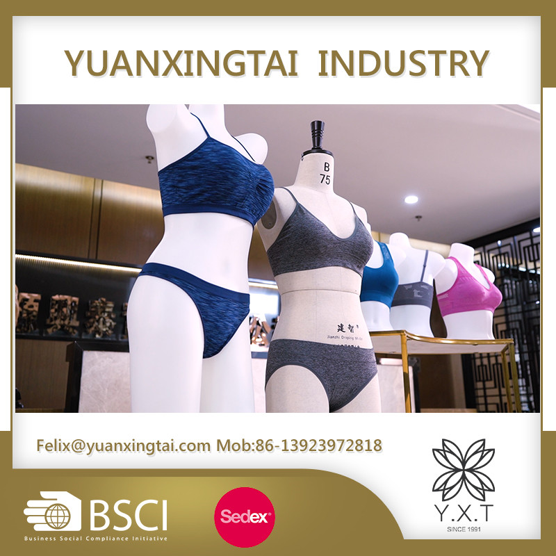 Ladies Bra and Brief Set Wirefree Triangle Pads Bra Low Waist Brief Women Seamless Underwear Set