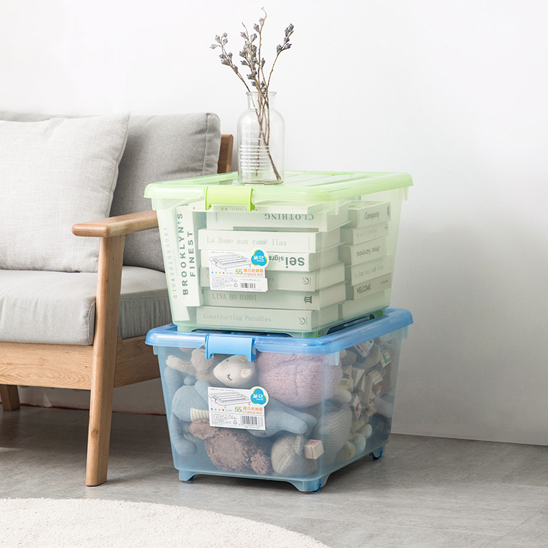 55L 35L PP plastic storage box stackable storage bin storage container with wheels