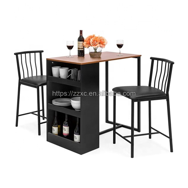 American Counter Height Kitchen Table Set With Storage Shelves