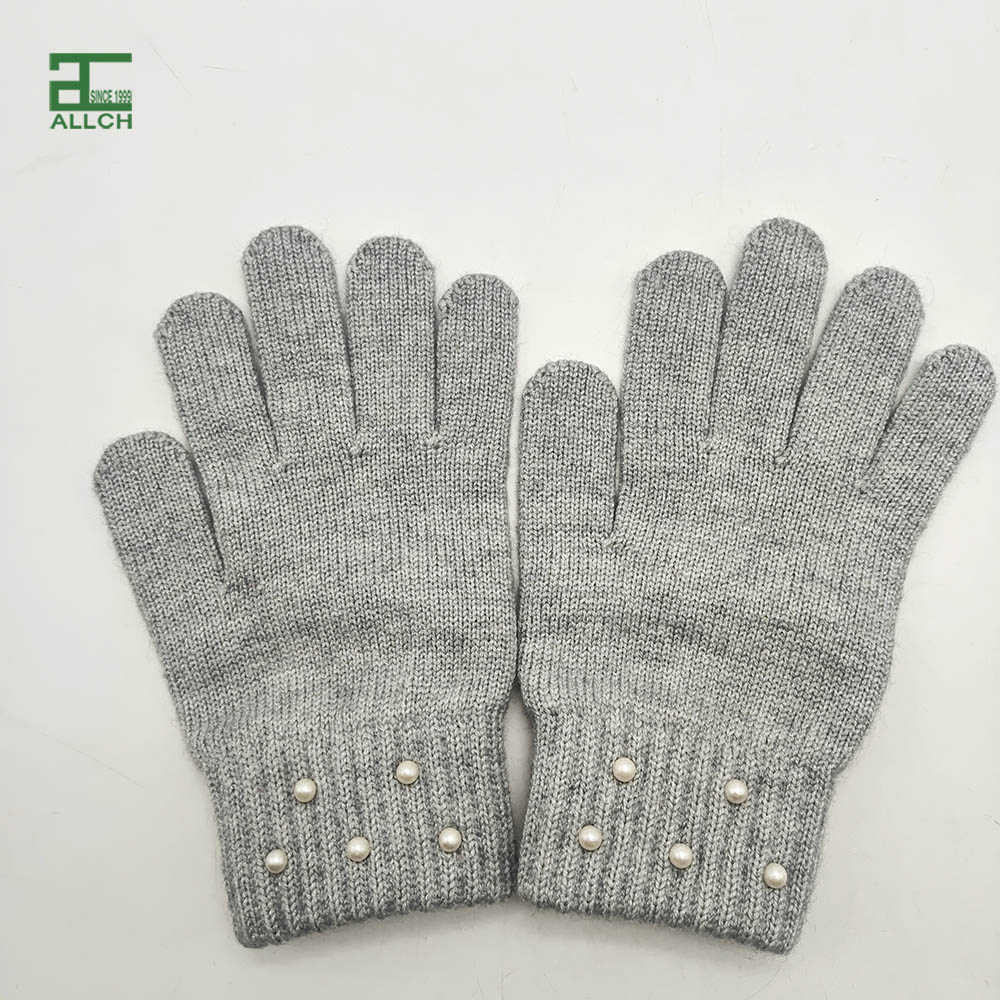 AL001542 GRS Recycled Polyester Supersoft Ladies Gloves with Pearls