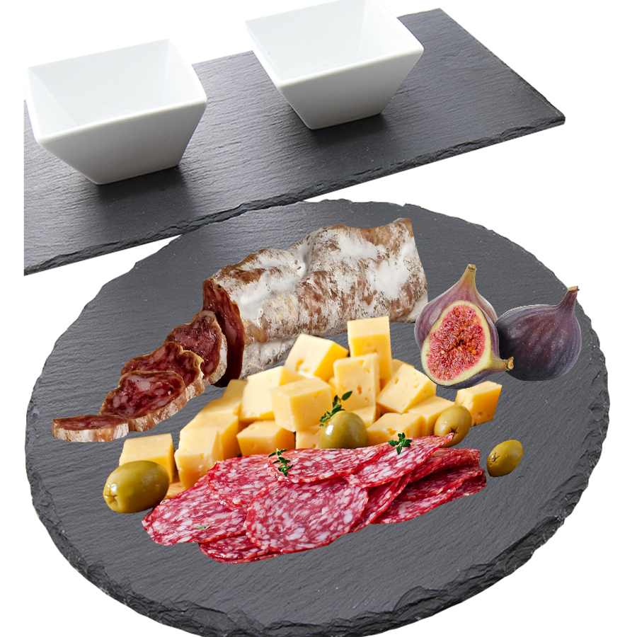 Natural Slate Coaster with Ceramic Cup-set of 4pcs