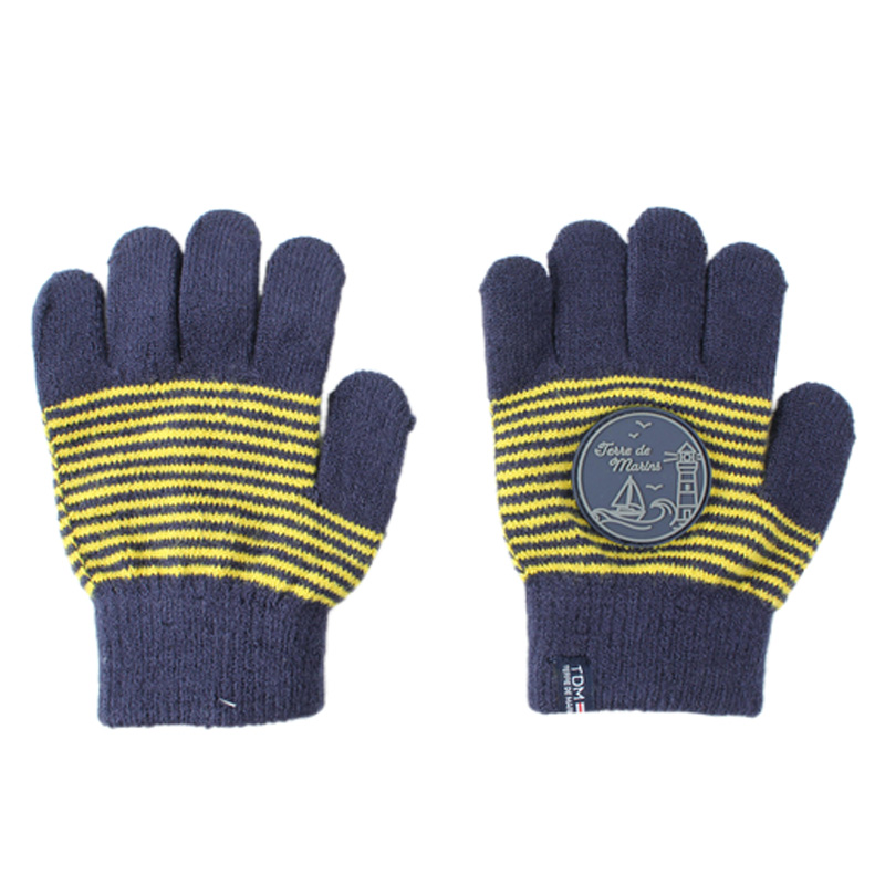 kids Knitted hat Gloves Sets with 100% acrylic custom emboridery logo warm for winter outdoor