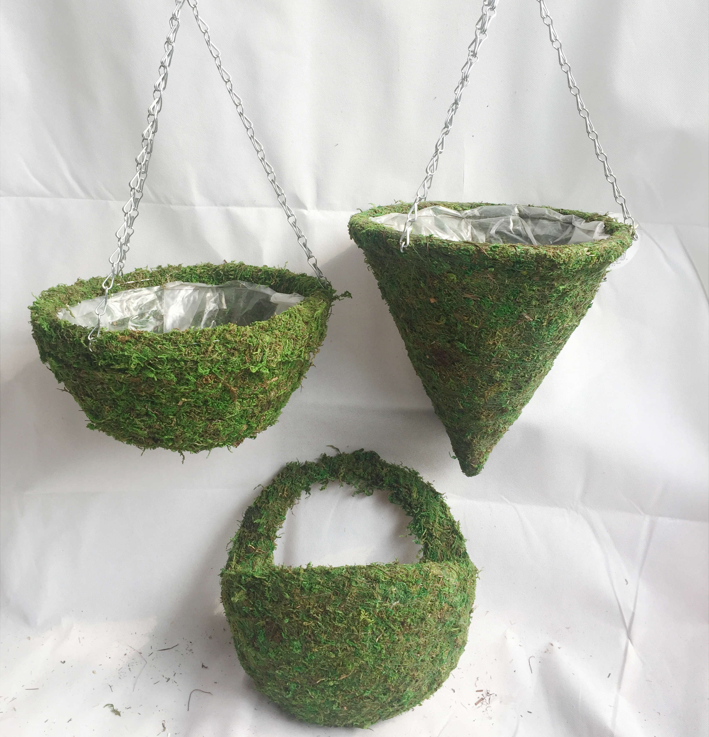 30cm Moss round hanging basket cone wall basket flower pot planter for indoor & outdoor decor