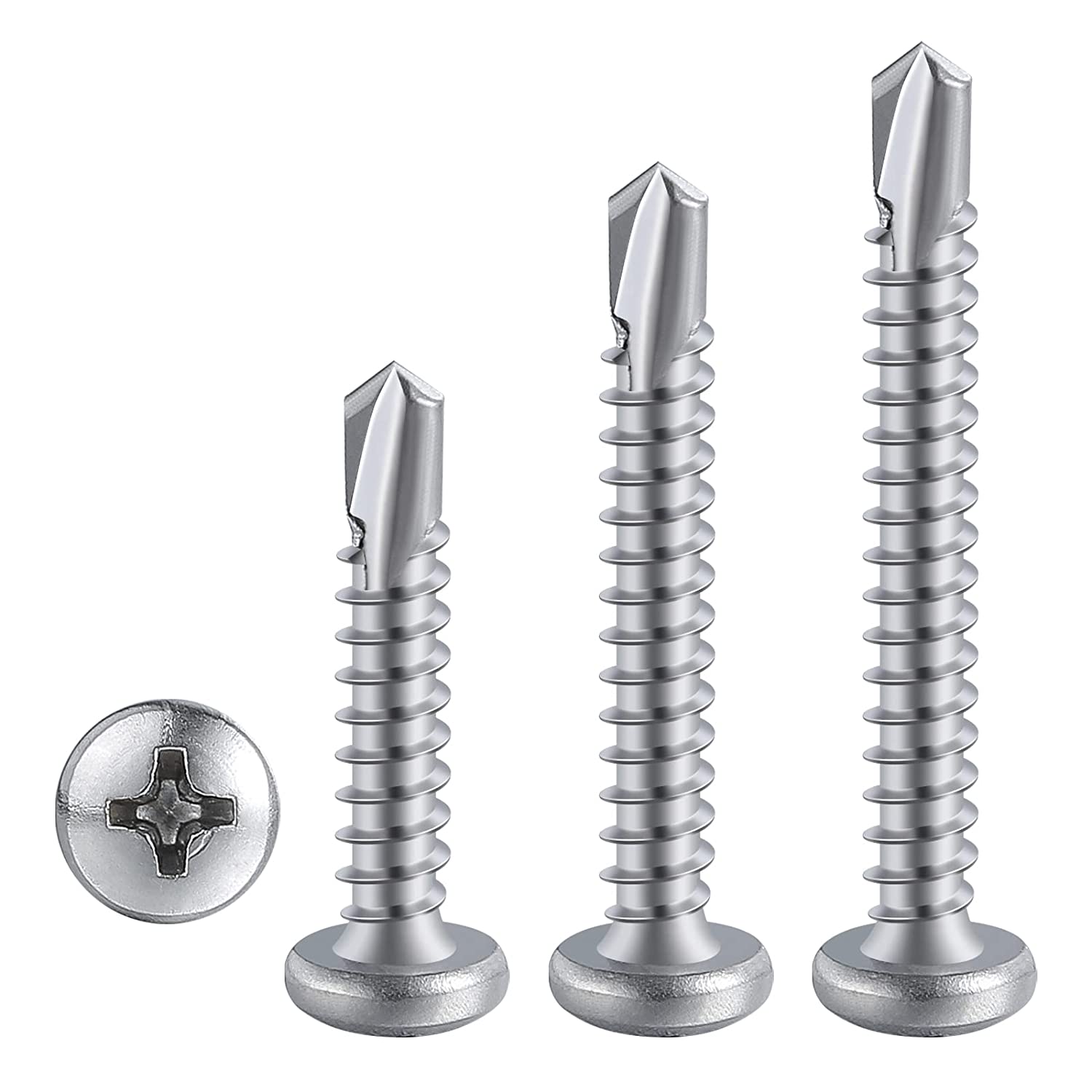 Phillips Pan Head Self Drilling Screws, Self Tapping Sheet Metal Screws - 410 Stainless Steel