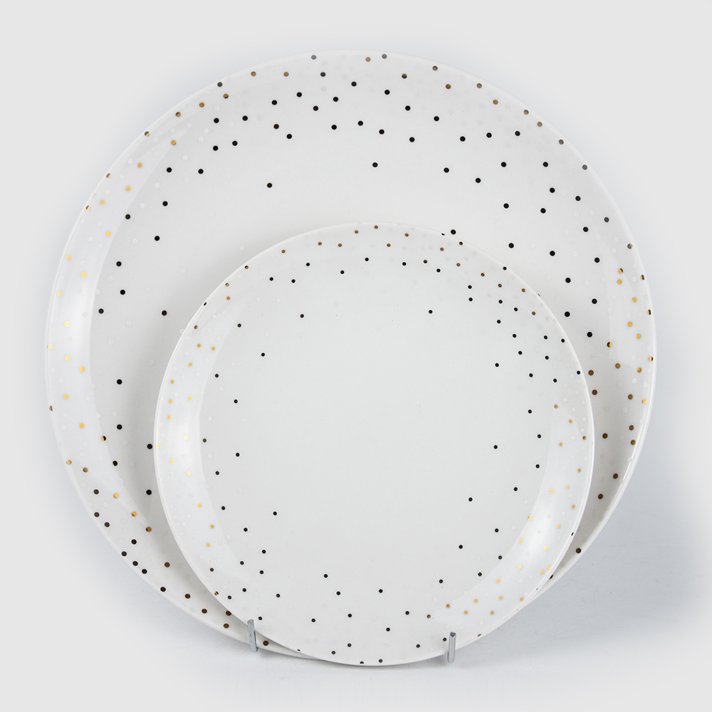 Round 16 real gold dot tableware