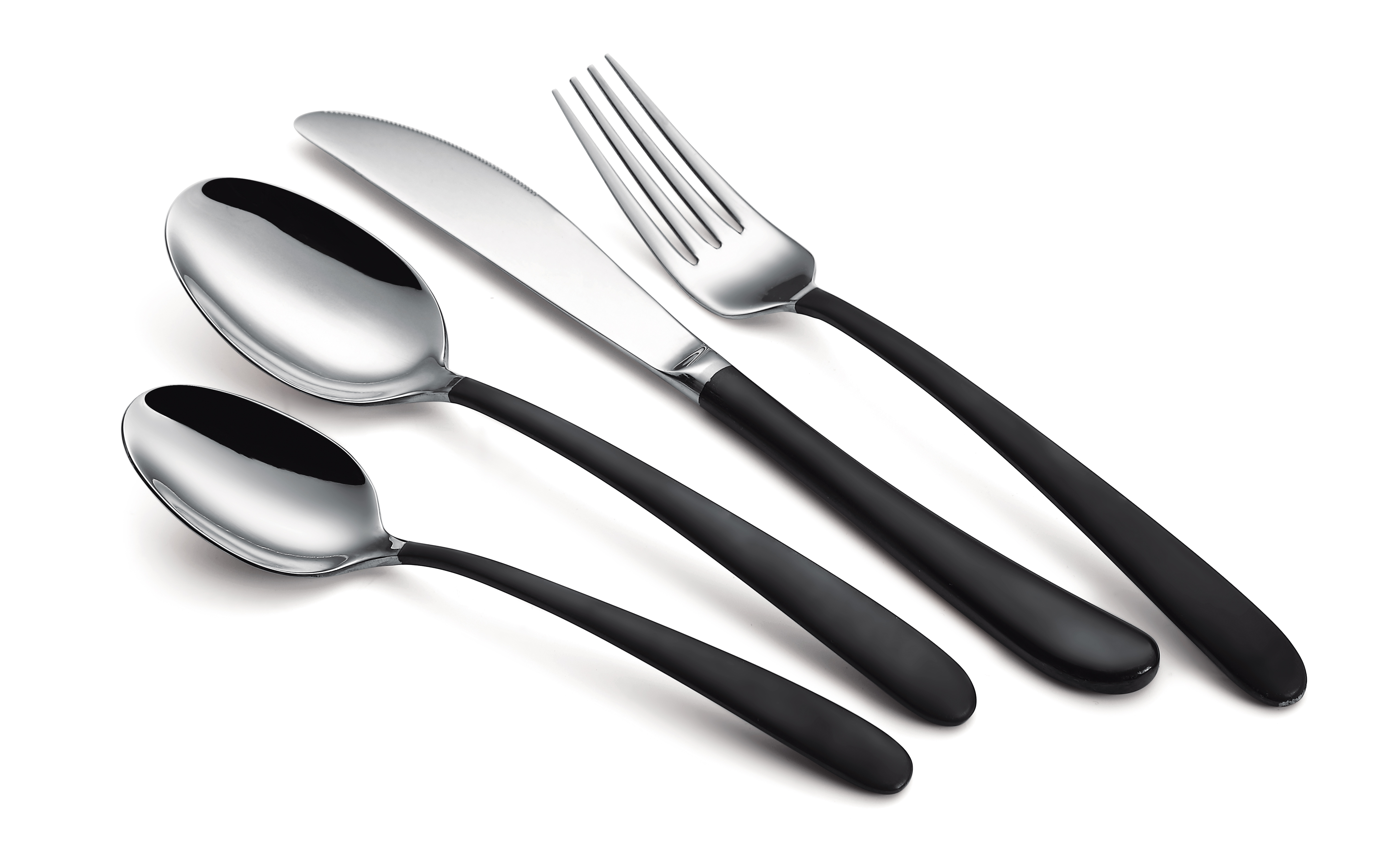 Classic high quality cutlery set with black handle