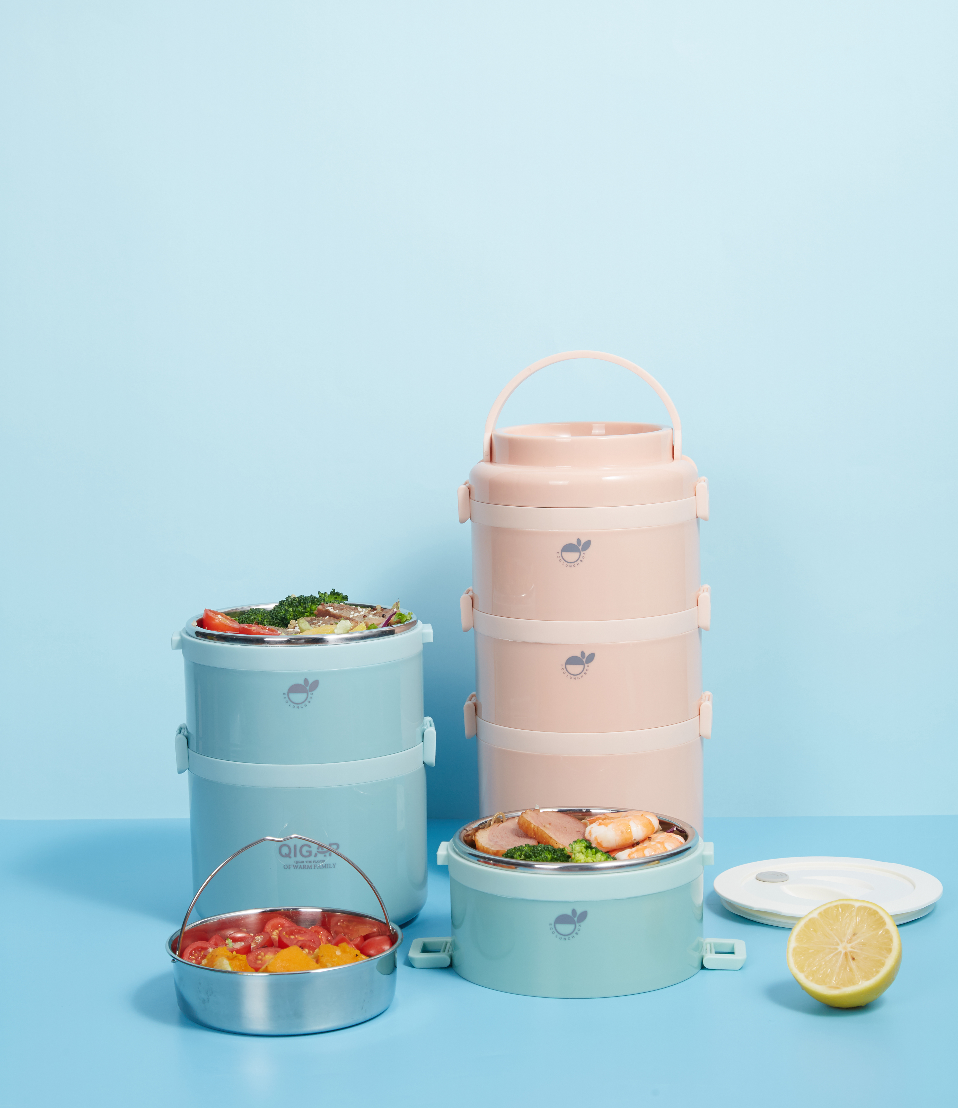 Portable 3 layer microwave safe pp lunch box