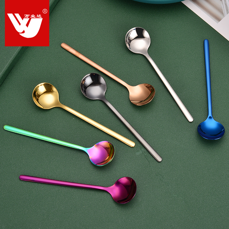 Hot sale round spoon with colored handle