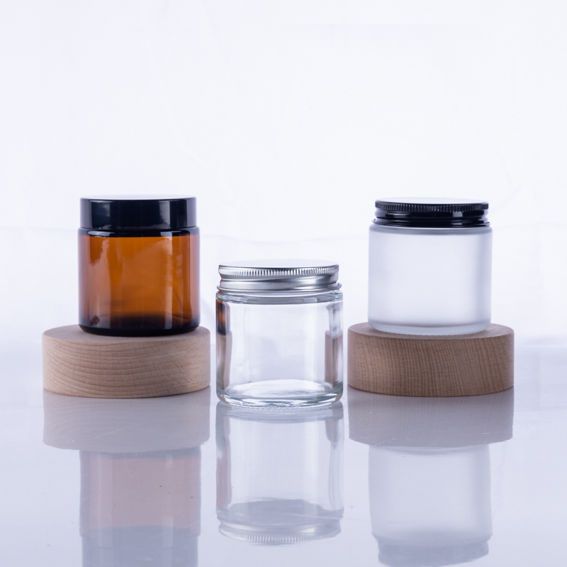 100ml clear amber glass candle jar with aluminus cap