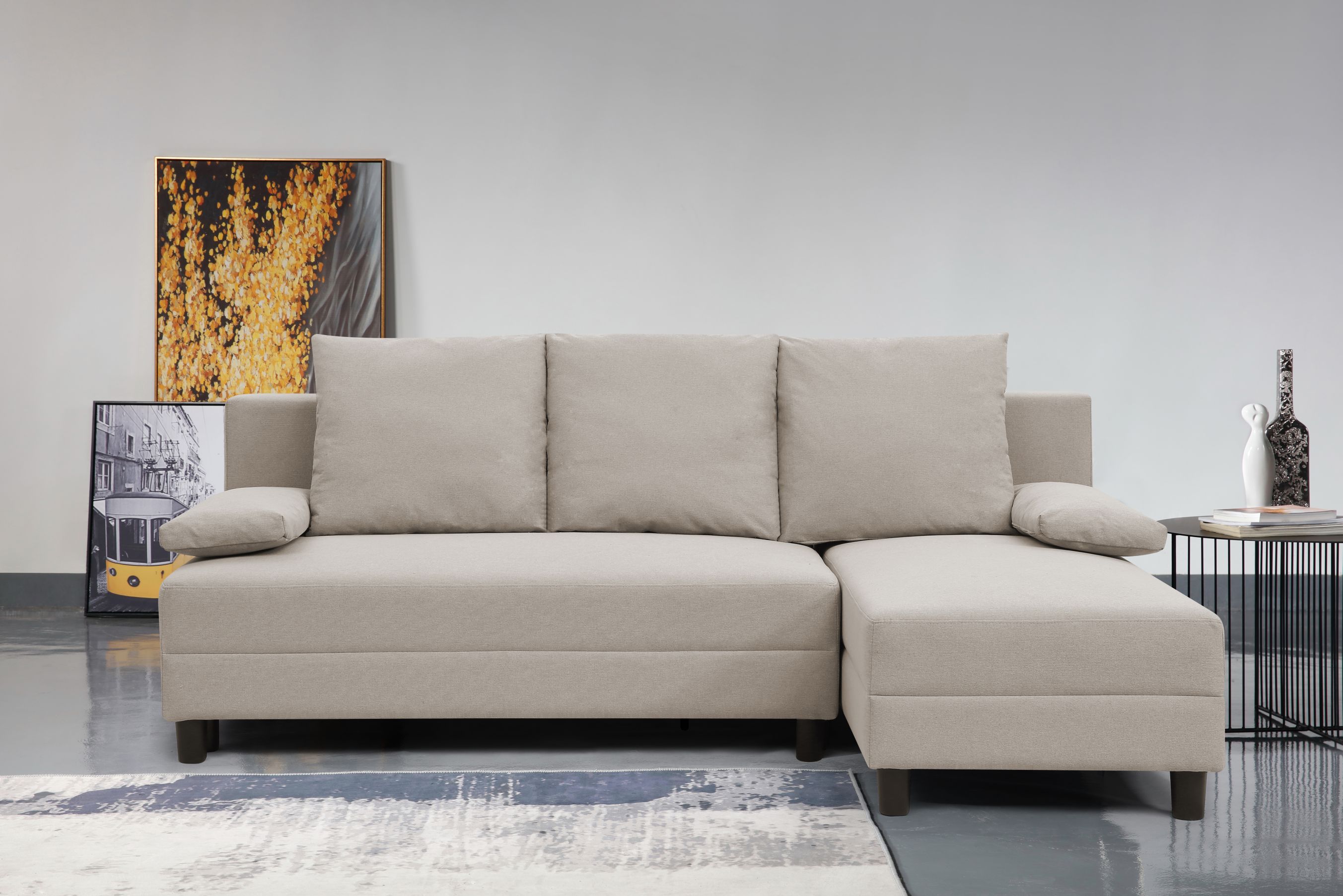 Rreversible sectional sofabed with storage