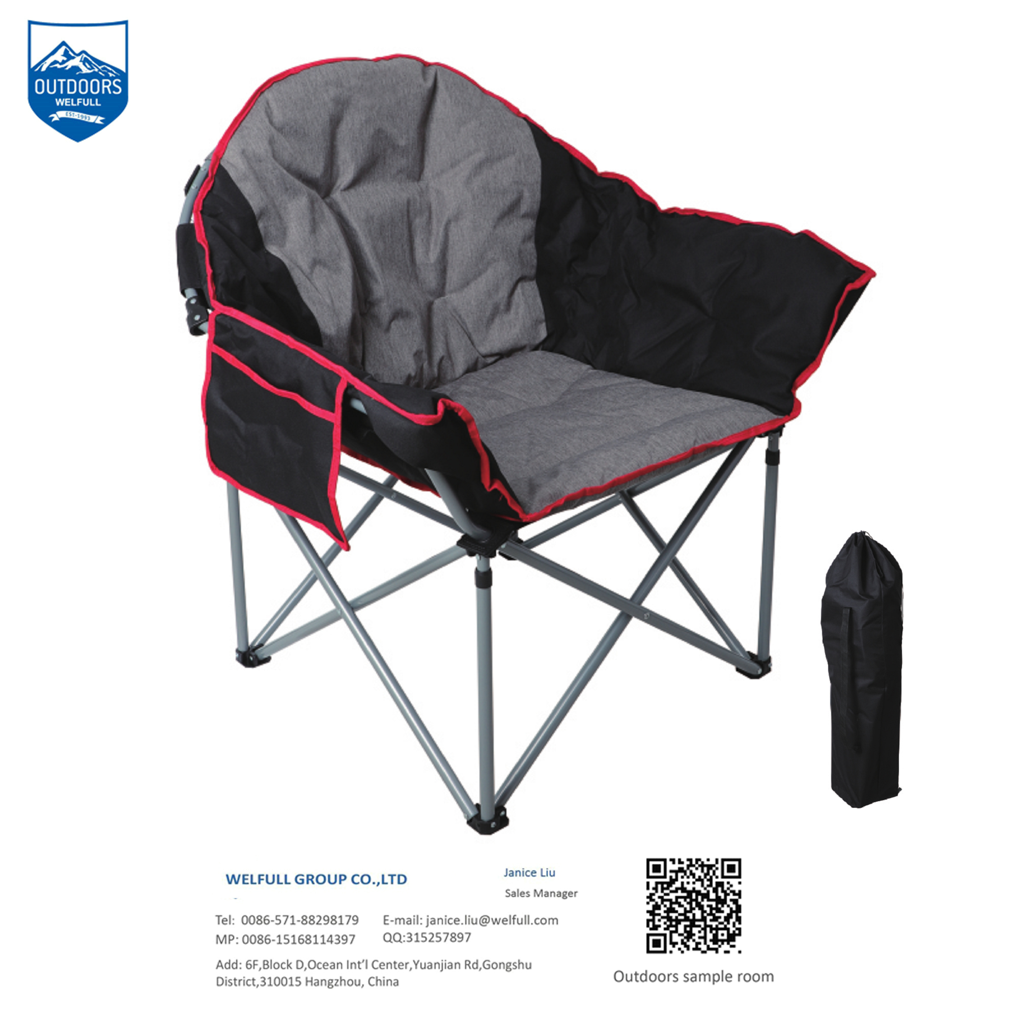 Outdoor Oversized Leisure Folding Sofa Moon Saucer Portable Camping Chair For Adults Padded Cushion