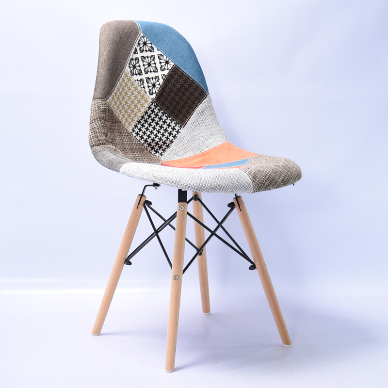 Modern Kitchen Dining Chair Patchwork Fabric Living Room Bedroom Chair For Sale