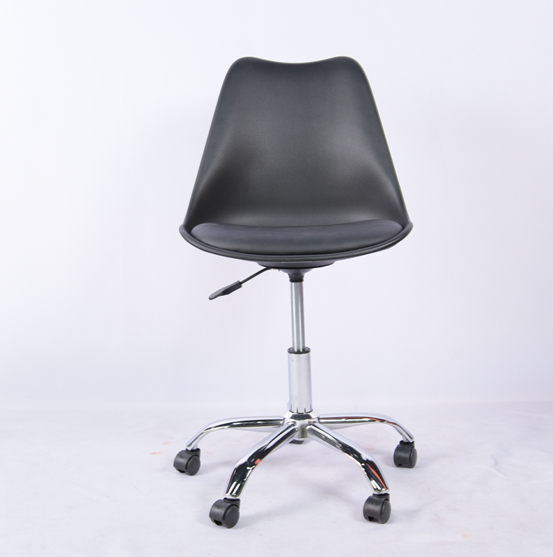 Modern Adjustable PU Leather Dining Chair Armless Swivel Chair With Castor