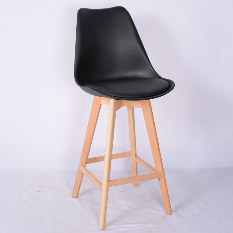 Hot Sale China Cheap Modern Plastic Bar Stool With Wooden Legs