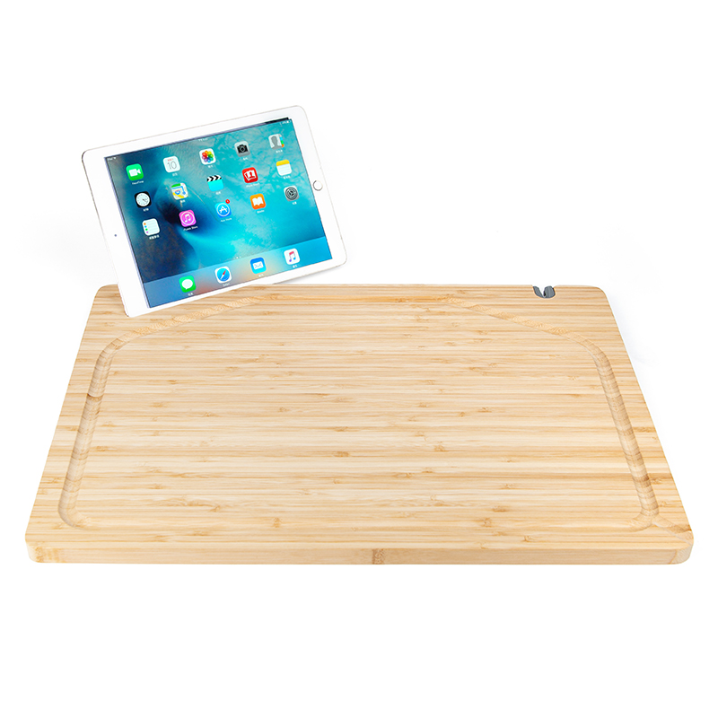 Extra Large Bamboo Cutting Board Chopping Block With Phone Holder And Knife Sharpener