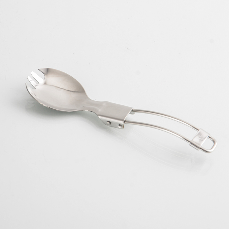 EVERGREEN stainless steel foldable tablewares foldable salad spoon for noodle, outdoor picnic hiking