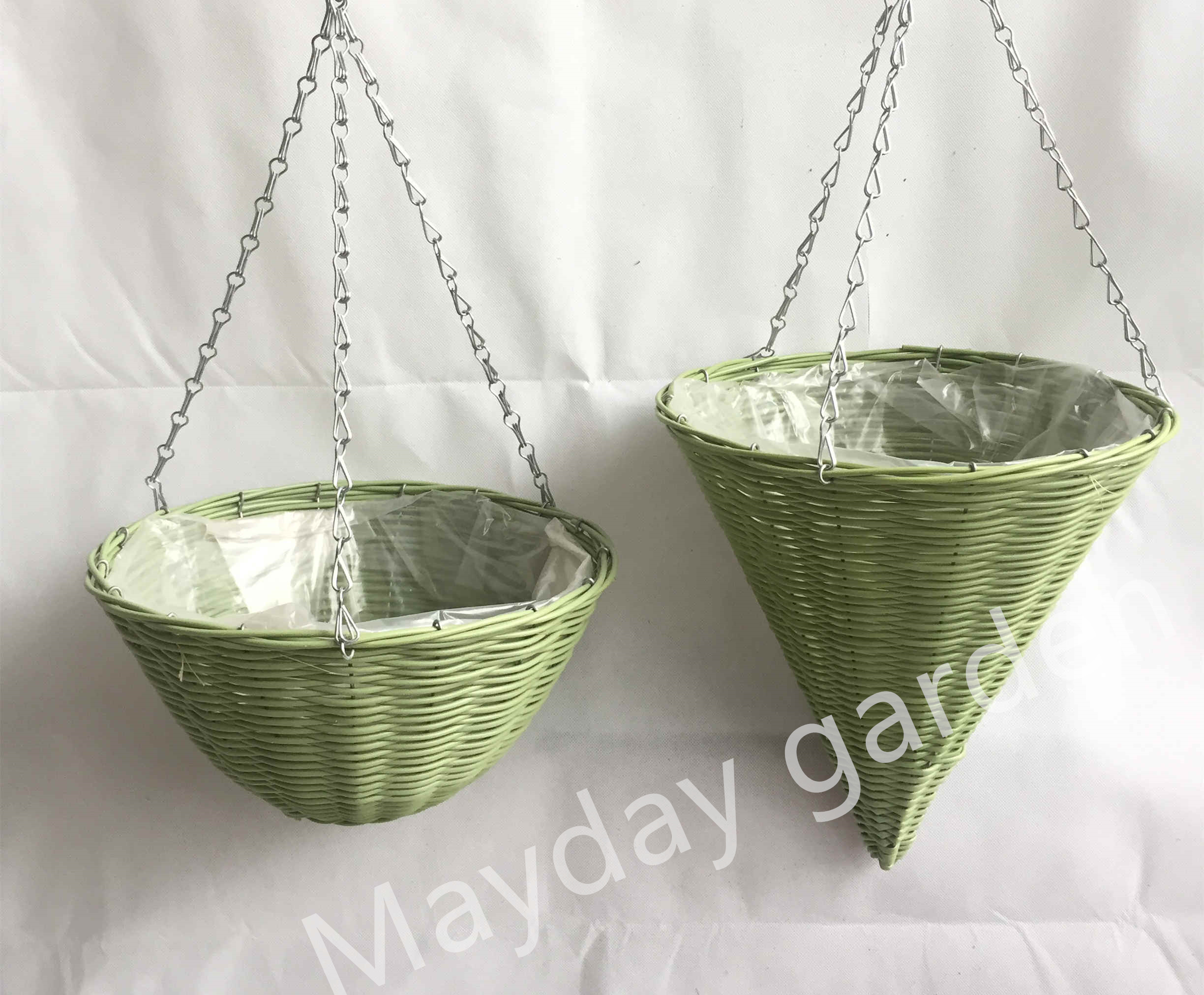 12in PE rattan Cone hanging basket flower pot for garden decro